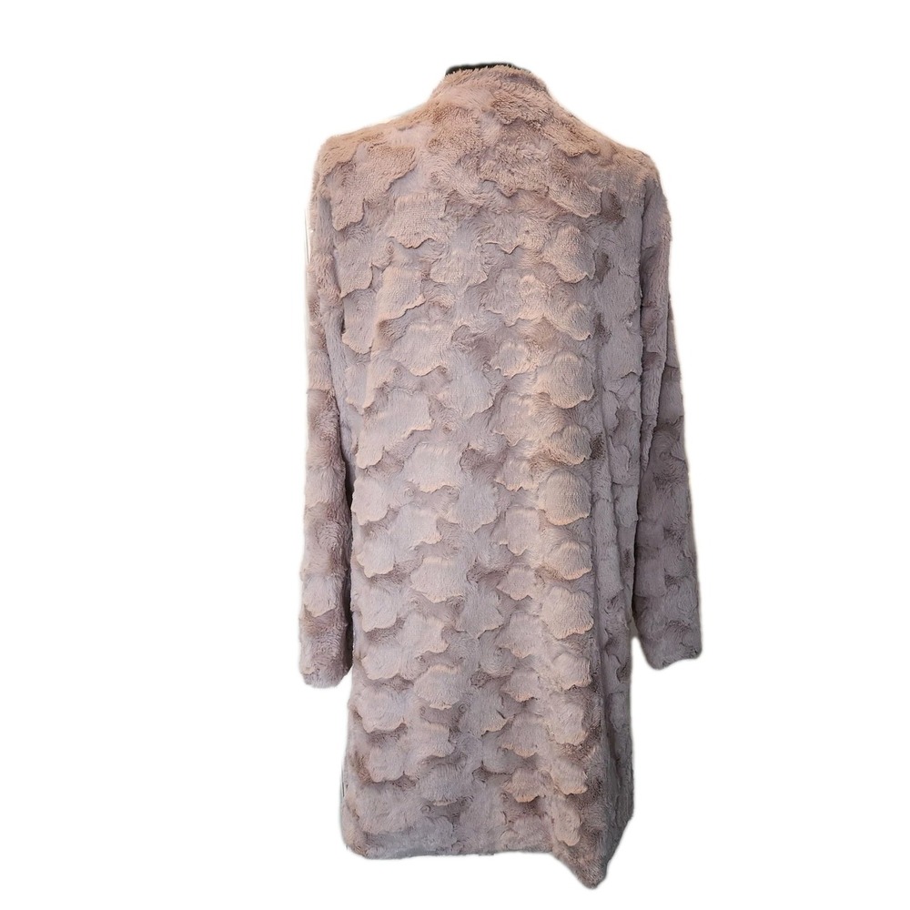 HYFVE Pink Plush Womens Coat L Waterfall Trench Fuzzy Cozy Jacket Cardigan Soft - Picture 3 of 13